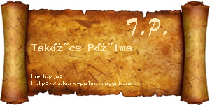 Takács Pálma névjegykártya